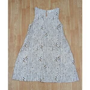 Rachel Zoe Size Small 100% Linen Sleeveless Floral A Line Tank Dress Pockets